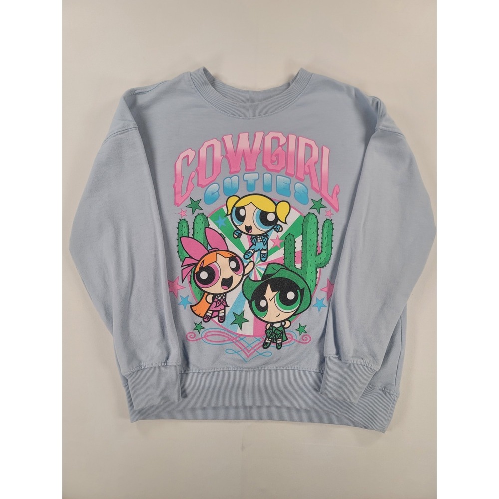 Powerpuff Girls Cowgirl Cuties Sweatshirt Youth Girls XL‎ 14-16 Blue Crewneck